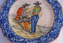 Assiette à décor régionaliste par Béatrix Pouplard, Malicorne, France, XIXe siècle